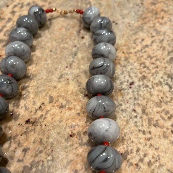 Vintage Monet Beaded Marble Faux Stone Chunky Choker - Picture 4 of 7